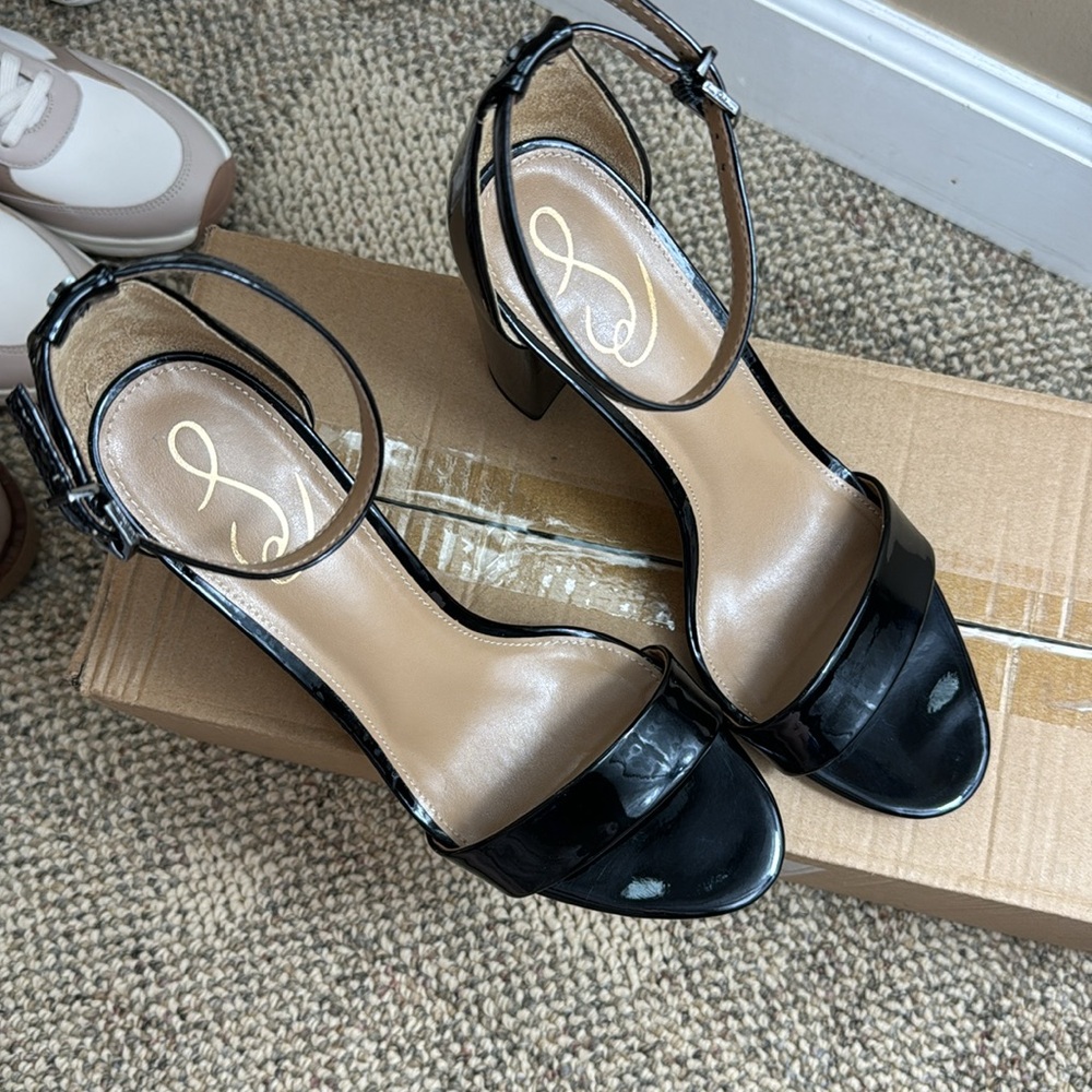Sam Edelman 🖤 Yaro Ankle Strap Sandal • Black Patent • Size 10.5 • Worn Once • - Picture 17 of 17